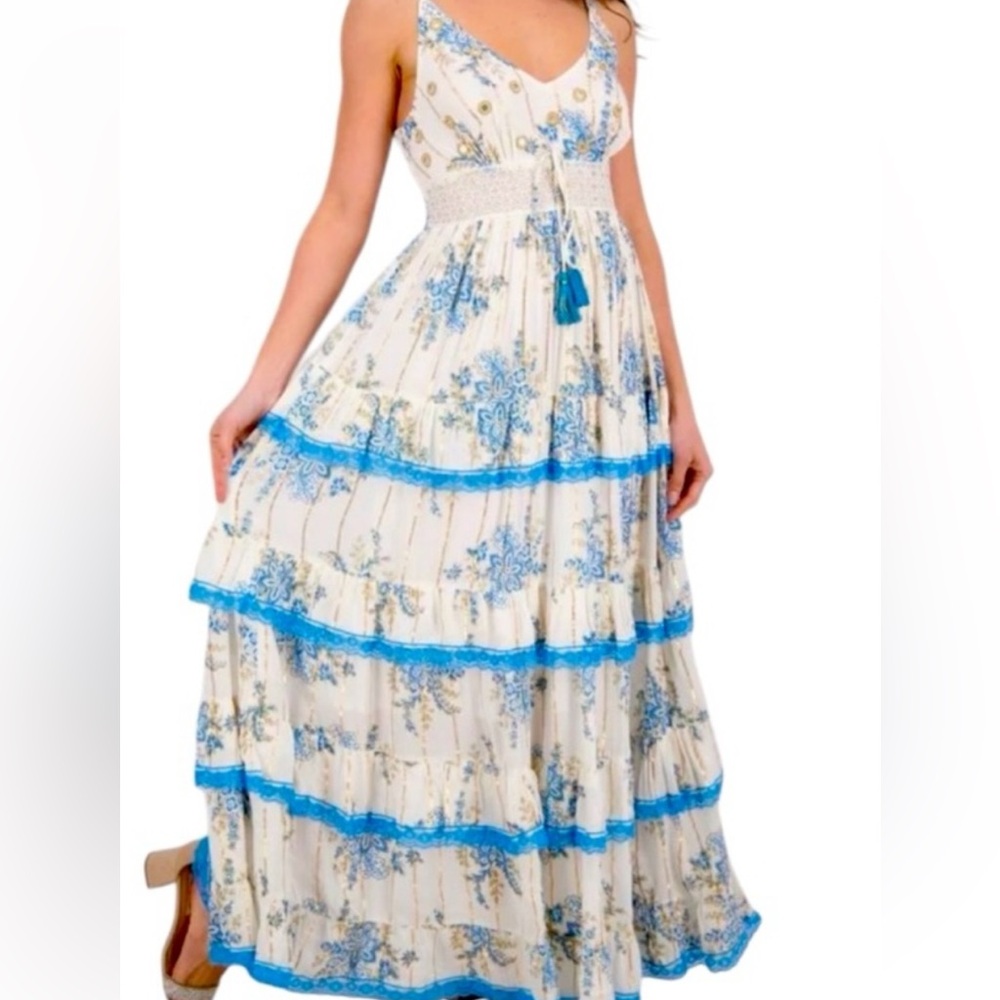 Advance Apparels Blue and White Maxi Dress